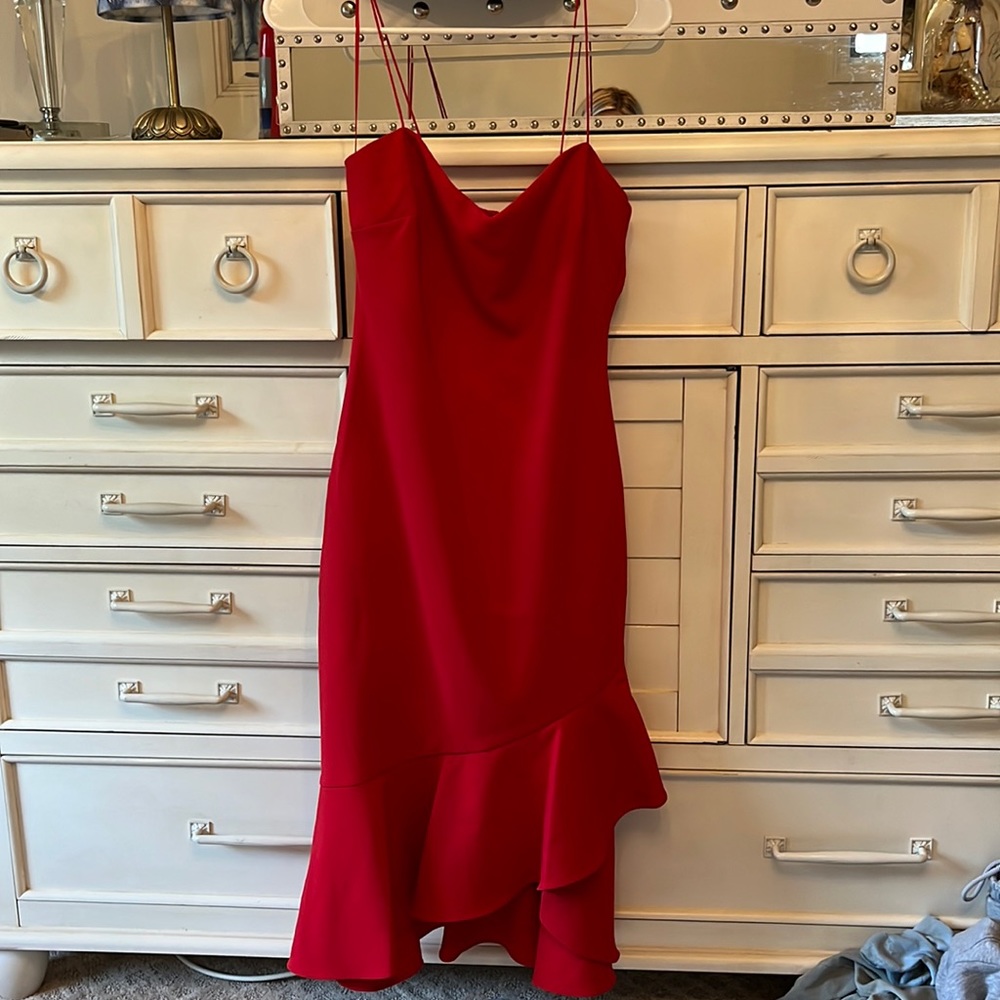 LIKLEY red midi dress